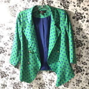 Green Polka Dotted Blazer | Monteau